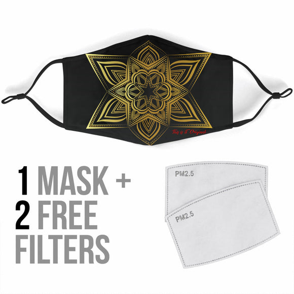 Luxury Gold Style Mandala Art One Protection Face Mask