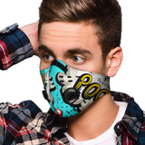 Light Blue Pop Art Design Premium Protection Face Mask