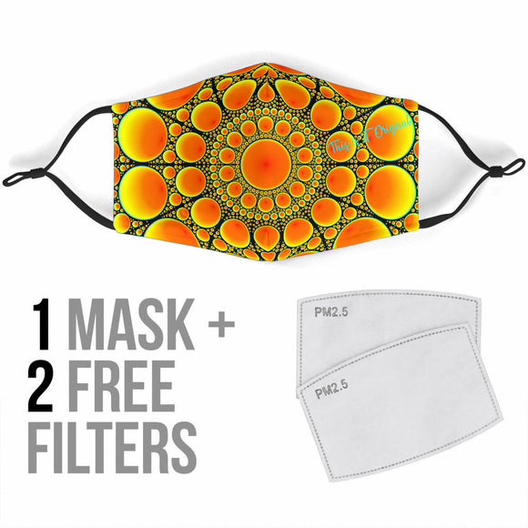 Orange Bubble Future Mandala Protection Face Mask