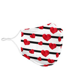 Bestseller Black Stripes With Lovely Red Hearts Protection Face Mask