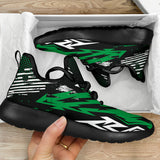 Racing Style Black & Green Mesh Knit Sneakers