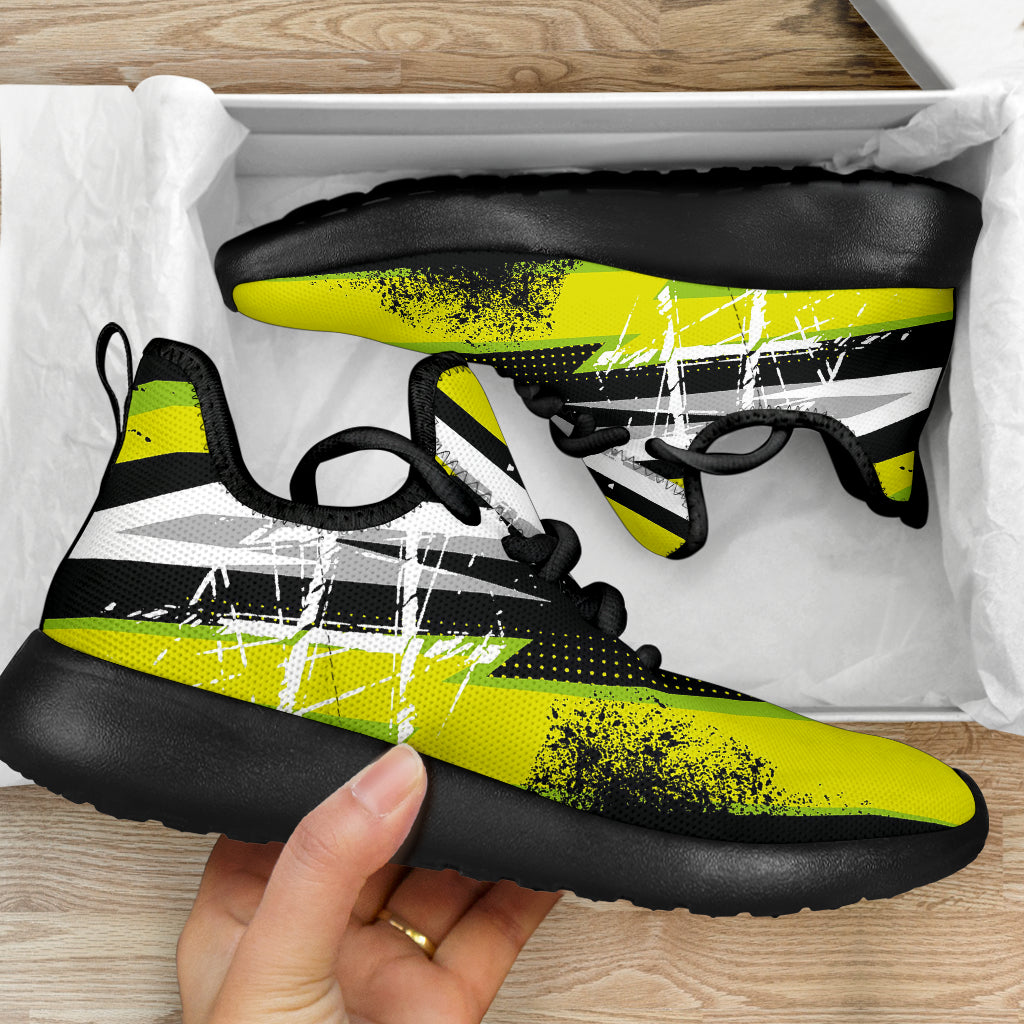 Yellow Racing Shoes Racing Style Yellow & Black Mesh Knit Sneakers – This is iT Original
