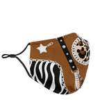 Luxurious Silver Chains With Zebra & Leopard Pattern Design Protection Face Mask