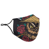 Japanese Ninja Style Owl & Roses Protection Face Mask