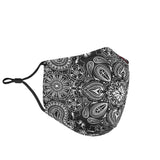 Luxurious Bandana Ornamental Design Black & White Protection Face Mask