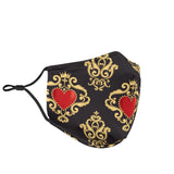 Red Heart In Gold Jewelry Protection Face Mask