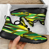 Racing Style Brazil Colors Black Mesh Knit Sneakers