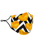Yellow Heart With Black Stripes Protection Face Mask