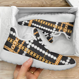 Black And Gold Chain Mesh Knit Sneakers