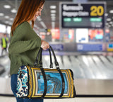 Luxury Japan Wave X Blue Marble Art in Gold Frame Design Travel Bag
