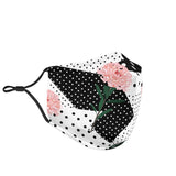 White And Black Dots With Flowers Protection Face Mask
