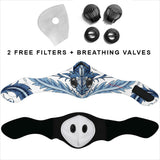 Luxurious Paisley Ornamental Design White & Blue Premium Protection Face Mask