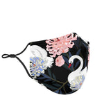 Pink Flowers and Swan Protection Face Mask