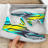 Racing Style Ocean Blue & Yellow & Grey 2 Colorful Vibe Mesh Knit Sneakers