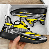 Racing Stripes Style Grey & Yellow Vibes Mesh Knit Sneakers