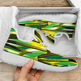 Racing Style Brazil Colors White Mesh Knit Sneakers