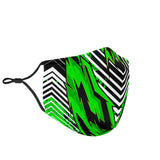 Racing Style Neon Green & Black Stripes Vibes Protection Face Mask