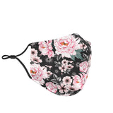 Black Design With Pink Flowers Protection Face Mask