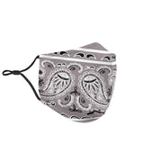Grey Bandana Design With Paisley Style Protection Face Mask