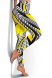 Racing Style Yellow & White Stripes Vibes Women's Leggings