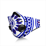 White & Blue Traditional Mandala Design One Premium Protection Face Mask